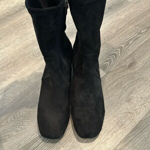 Black Suede Sock Boot, Size 8